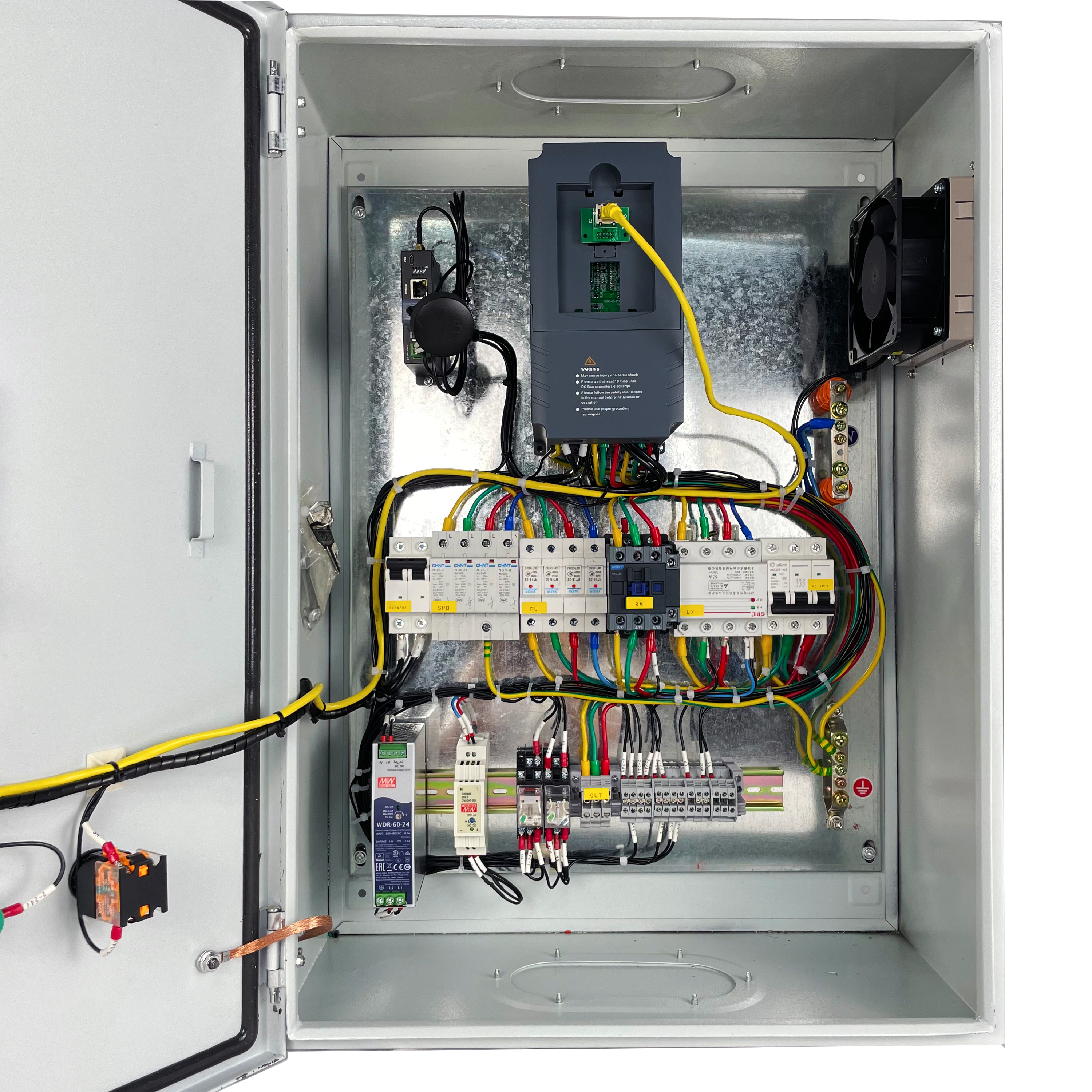 Touch Screen HMI Customized High Efficiency Water Pump Motor Solar Energy System Electrical Control VFD Cabinet