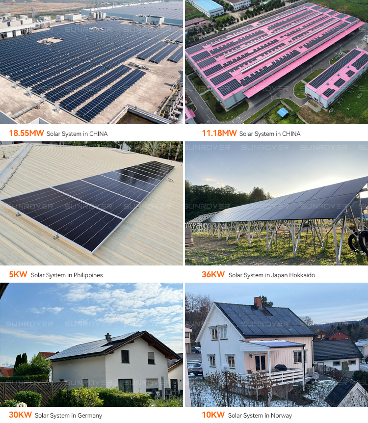 EU Standard 5/10KW Full Set Rooftop Solar Kit Tier1 Solar Panel 10Year Warranty Solis Hybrid Inverter+Sunrover Lithium Battery