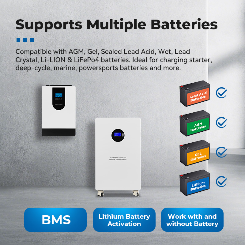 Kungf Solar 4KW Hybrid Solar Inverter UPS Pure Sine Wave With Single Phase Output For Supporting Lithium Battery