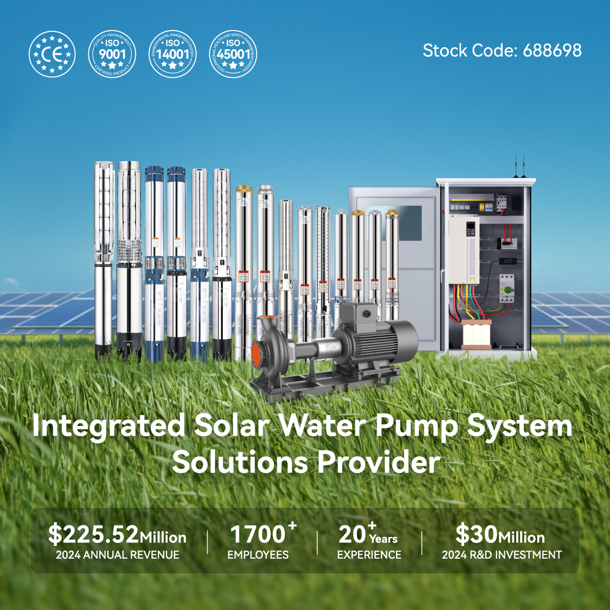 VEICHI SI23 VFD Cabinet 18.5kW 25HP MPPT Controller Stainless Steel Solar Water Pumping Set for Agriculture Irrigation in Desert