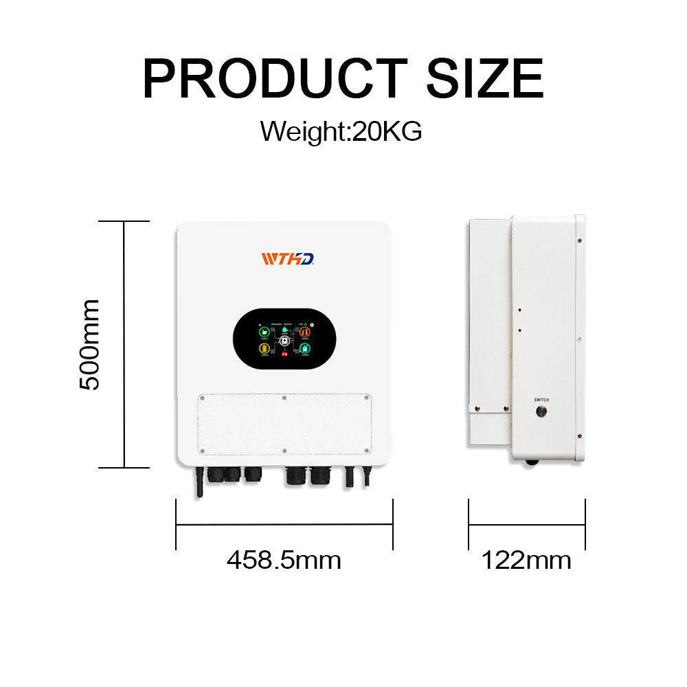 IP65 48V 6KW Single Phase Low Voltage Hybrid Solar Inverter 6000W 6KVA Pure Sine Wave On/Off Grid Solar Inverter with Dual MPPT