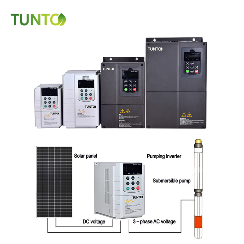 Tunto Single Phase 2.2kW Solar Inverter 12V/24V/48V Input Automatic Control Deep Well Water Pumps Controller AC Submersible Pump