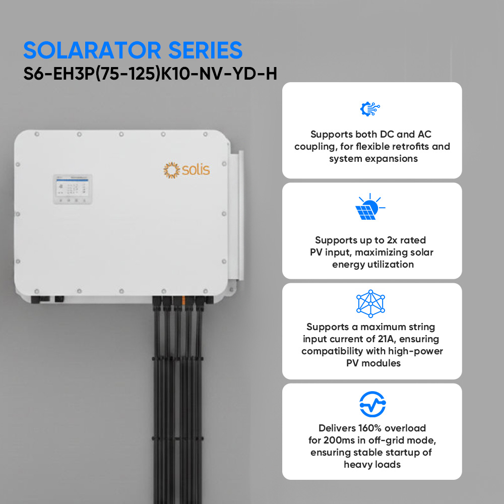 Solis S6 100kW 125kW Three Phase Storage Inverter Compatible with Diesel Generator and Wind Power Multi-Energy Hybrid Inverter