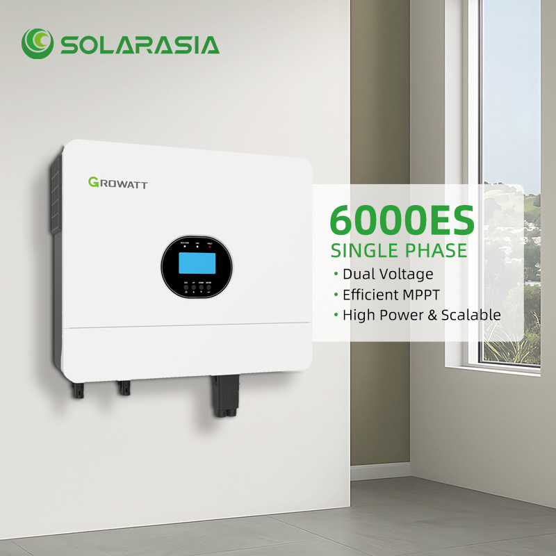 Growatt off Grid Solar String Inverter SPF 6000 Es Plus 6kw Single Phase Dual MPPT Pure Sine Wave Solar Power Inverters