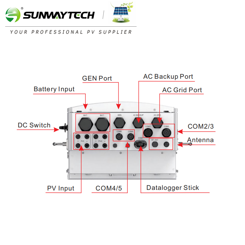 Solar Hybrid Inverter Low Battery Voltage 380V/400Vdc Three Phase Inverter on Grid Off Grid 10000W