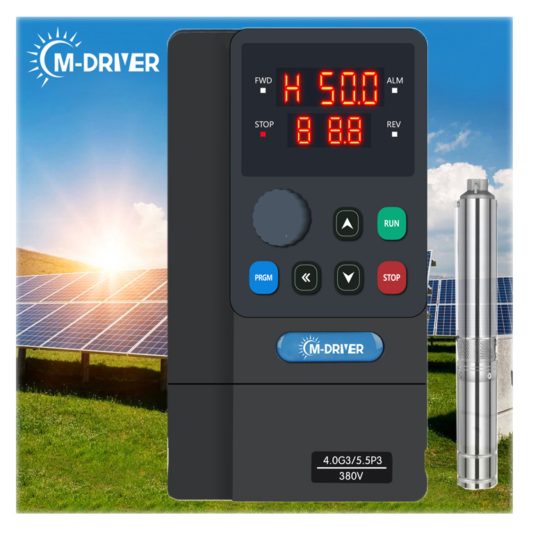M-driver 3 Phase Solar Water Pump Inverter DC to AC Inverter 7.5kW 10HP 0-500Hz 17A Output for Deep Well Pump
