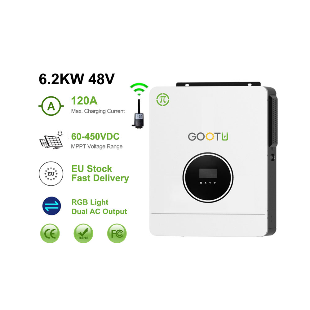 GOOTU EU Stock Hybrid Solar Inverter 6200W 48V Solare Wechselrichter With 120A MPPT Solar Charge Controller