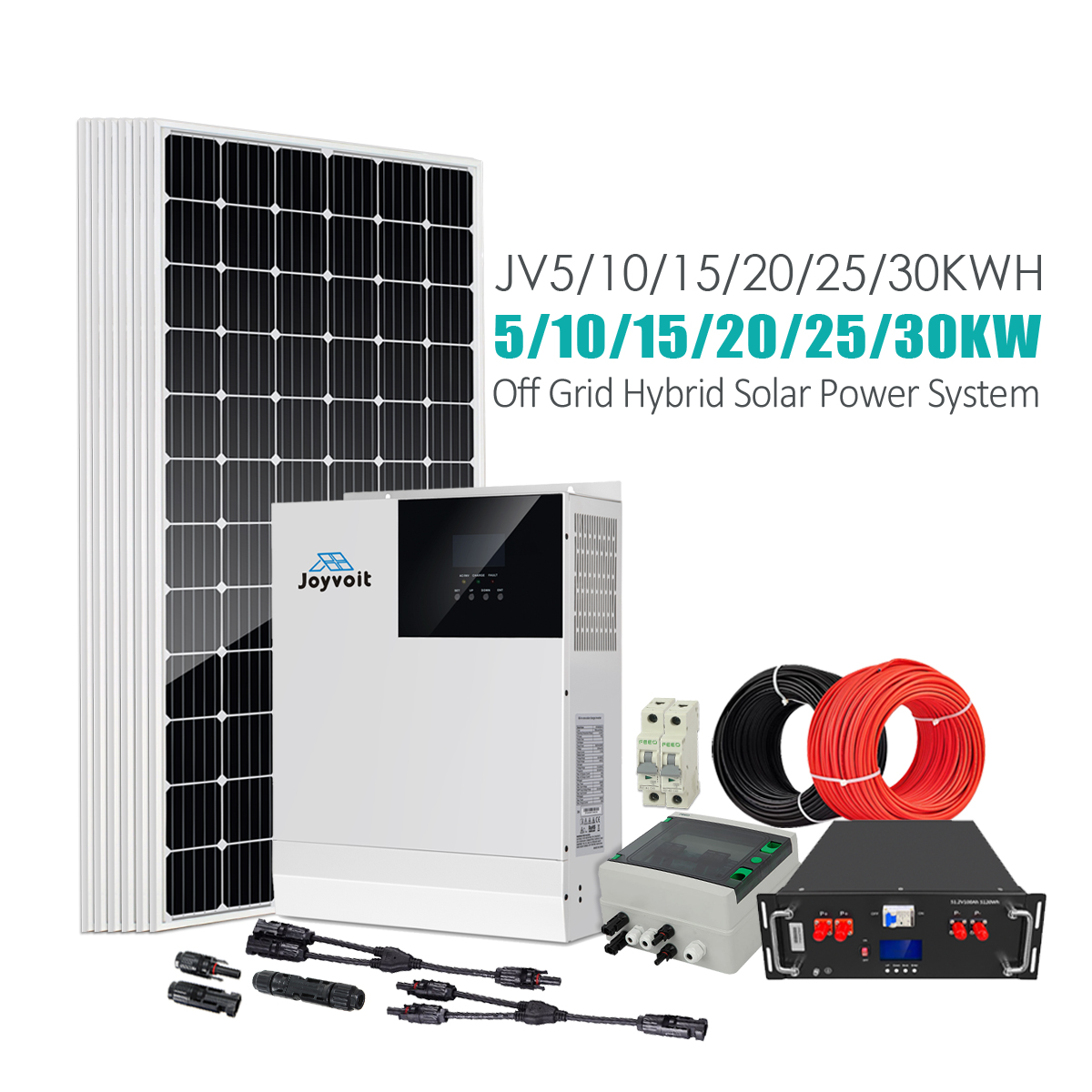 Solar Inverter System 48V 100Ah Lithium Ion Battery Hybrid Pure Sine Wave MPPT 25KW 30KW Roof Mounting Energy Storage System