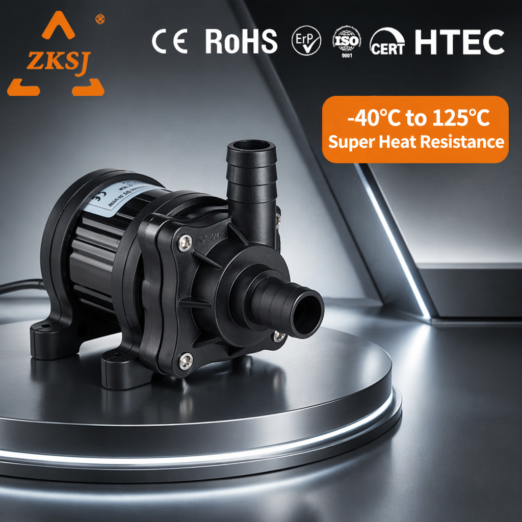 ZKSJ 12V 24V Brushless DC Pump 125&deg;C High Temp Quiet Hot Water Circulation Pump Corrosion Resistant Ceramic Shaft Solar OEM/ODM