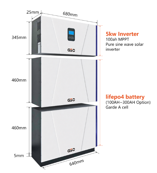 High Voltage 200V-240V All in One Hybrid Solar 10KW Inverters With Inbuilt Lithium Battery