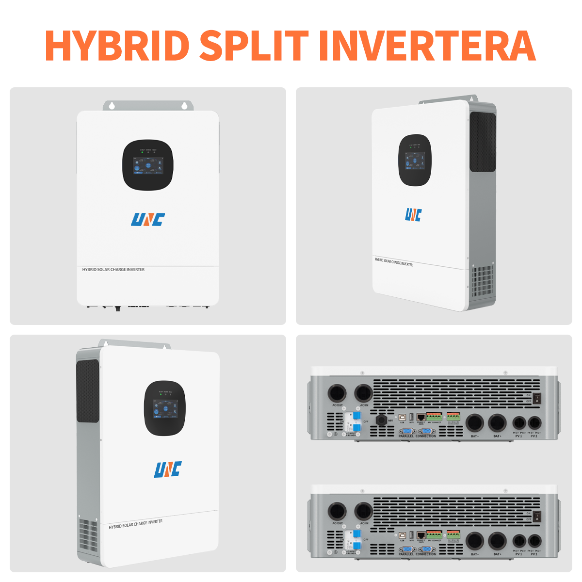 UNC 10kw 10kva 110V/220v 51.2v 48v Hybrid Inverter UL1741 Dual MPPT Split Phase Grid-connected Diesel Generator Solare Ibrido