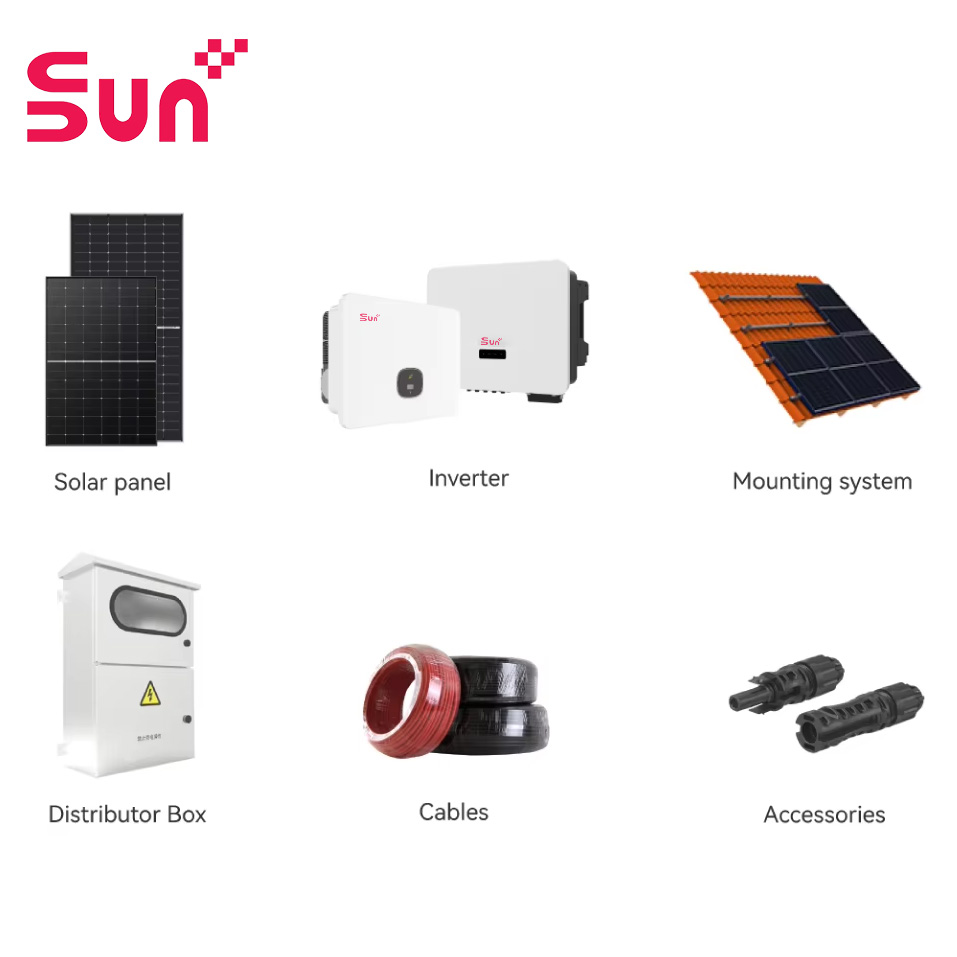 Sunplus 300kW Grid Solar Power System Full Set Monocrystalline Silicon Home Inverter Lithium Ion Battery Roof Mounting Large