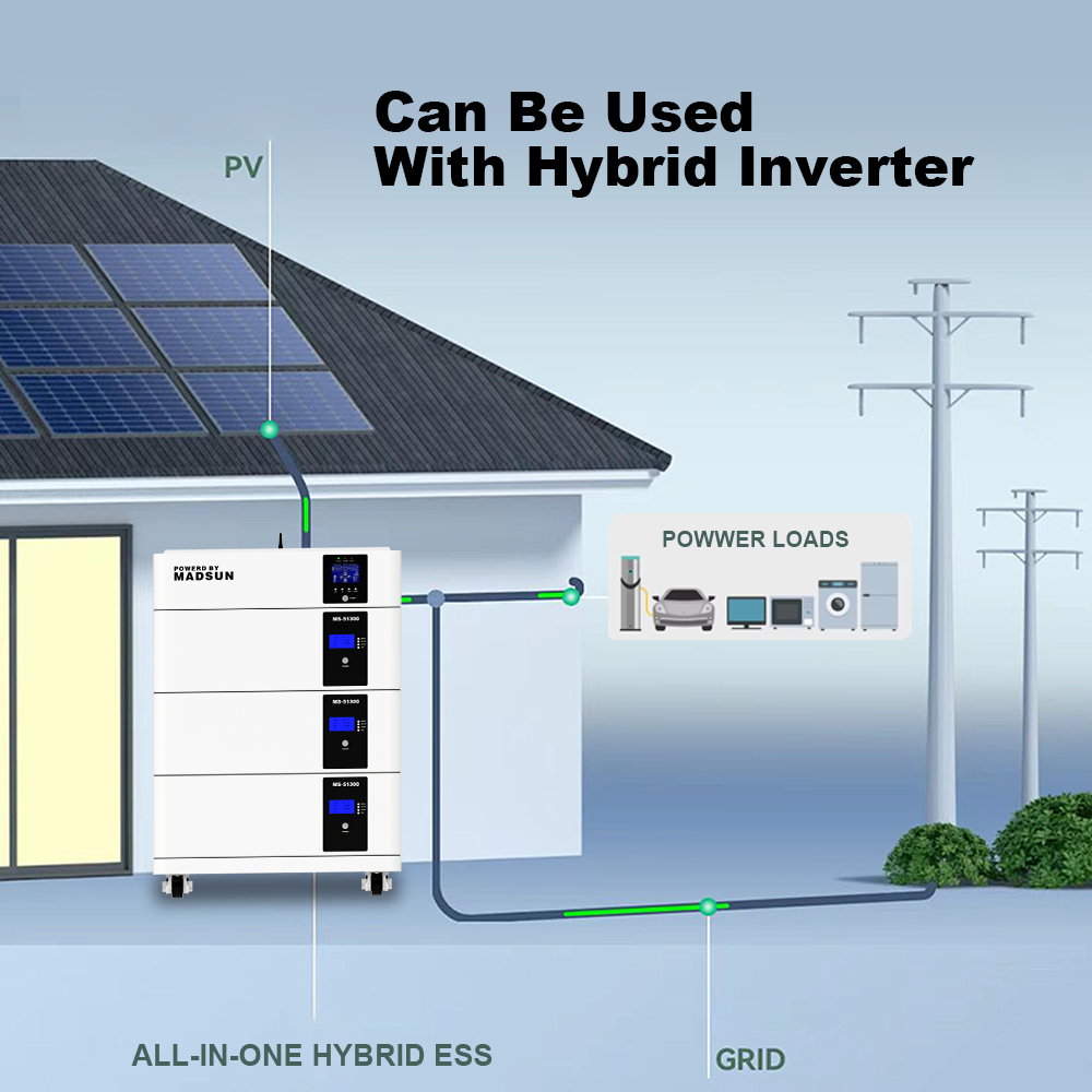 Madsun Complete All in One Split Type ESS Storage Stackable 15KWh 5kWh 10KWh 50kWh Home Solar Battery Inverter 10Kw 12kW 5kW