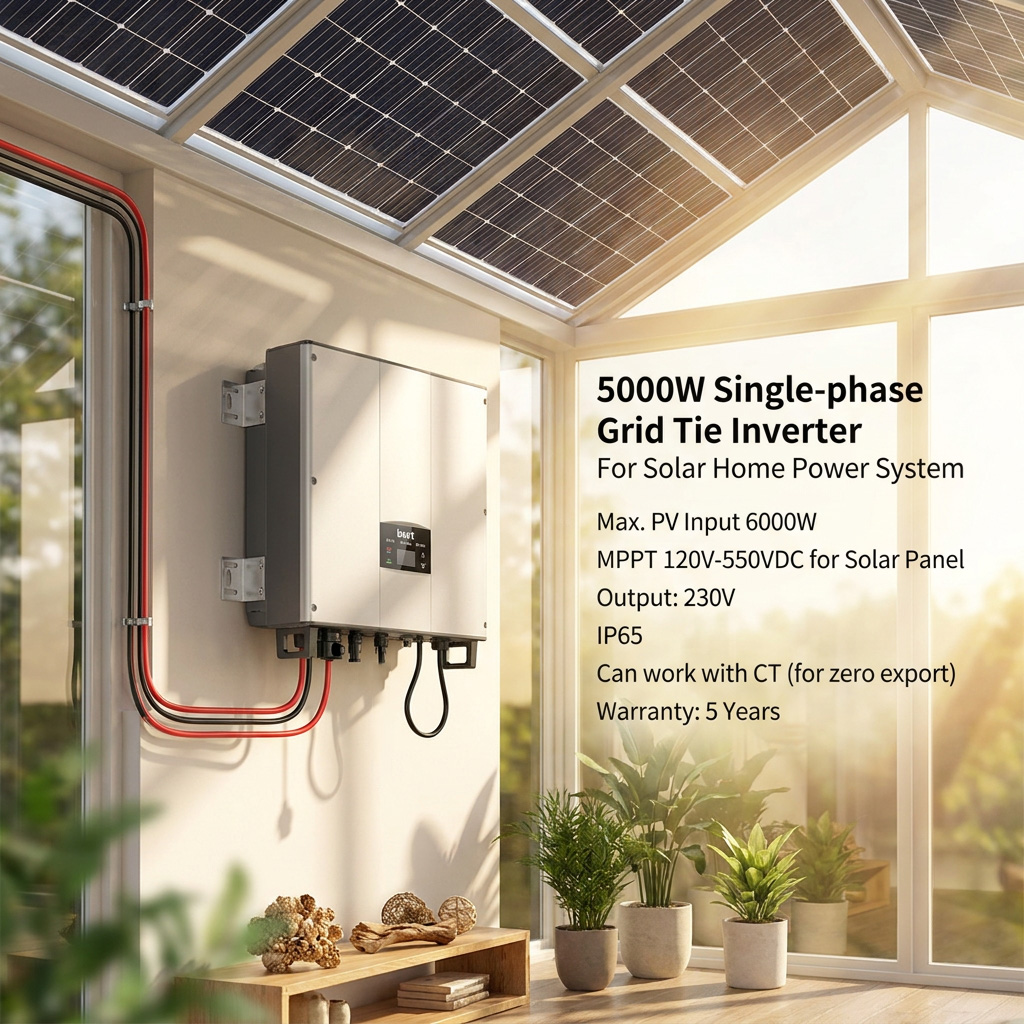 5000W on Grid Solar Inverter Single Phase 5KW Grid Tie PV Inverter Wifi Monitor for Home Rooftop Solar Power System