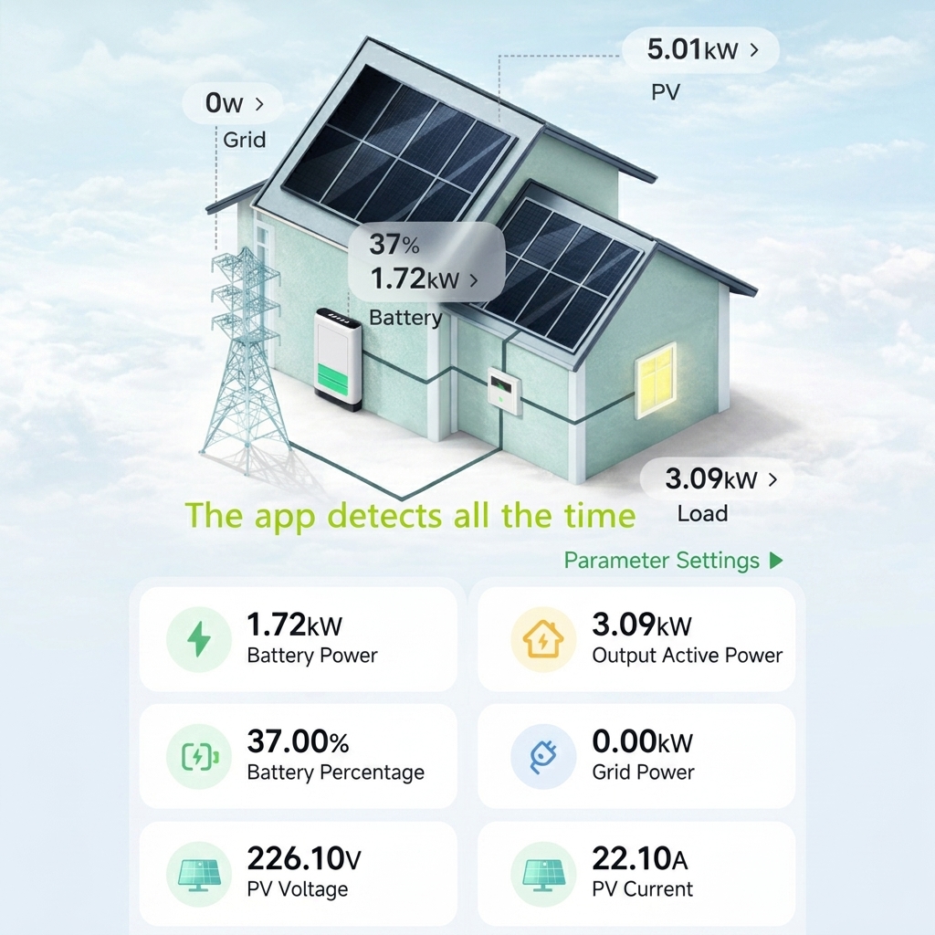 Home Energy Storage System All-in-One Battery Inverter 25.6V 200Ah 5120Wh 6000 Cycle Life Home Backup Battery Storage System