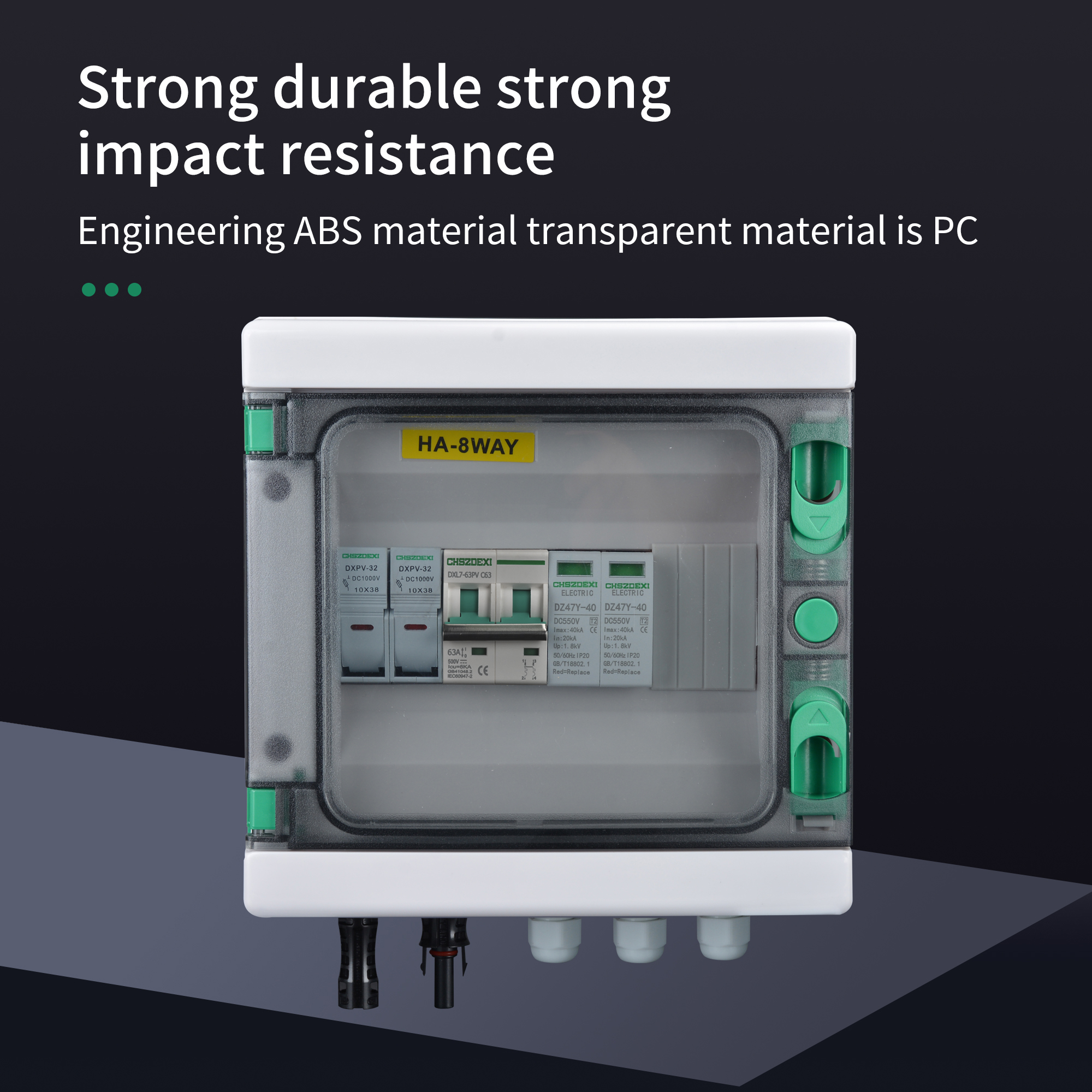 Solar Combiner Box 4 Input 4 Output DC500V ABS Material IP65 Waterproof Outdoor PV Array 15A Hybrid Lock