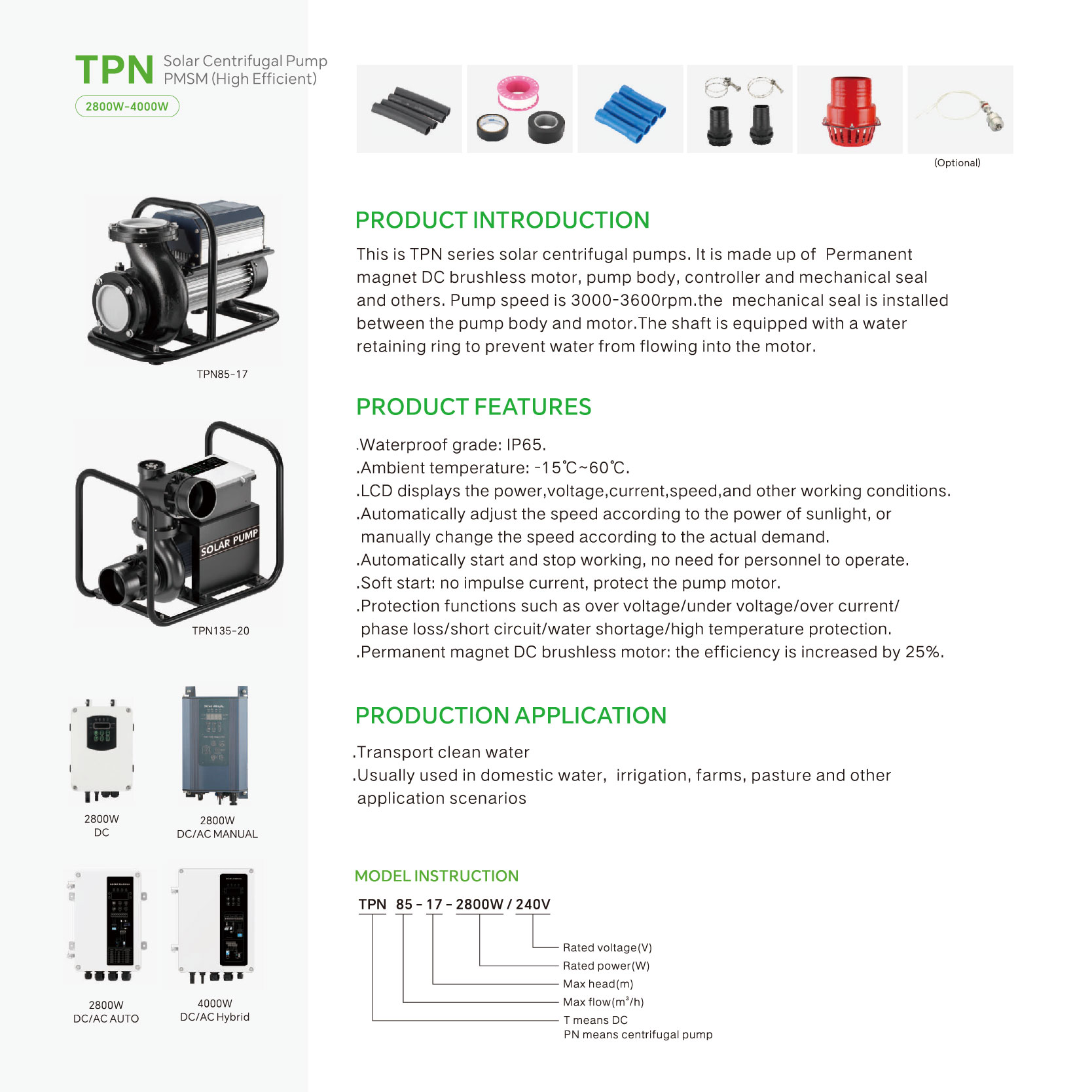 4inch 3.8hp 2.8kw High Power dc Surface Booster Pump Solar Water Pump For Agriculture