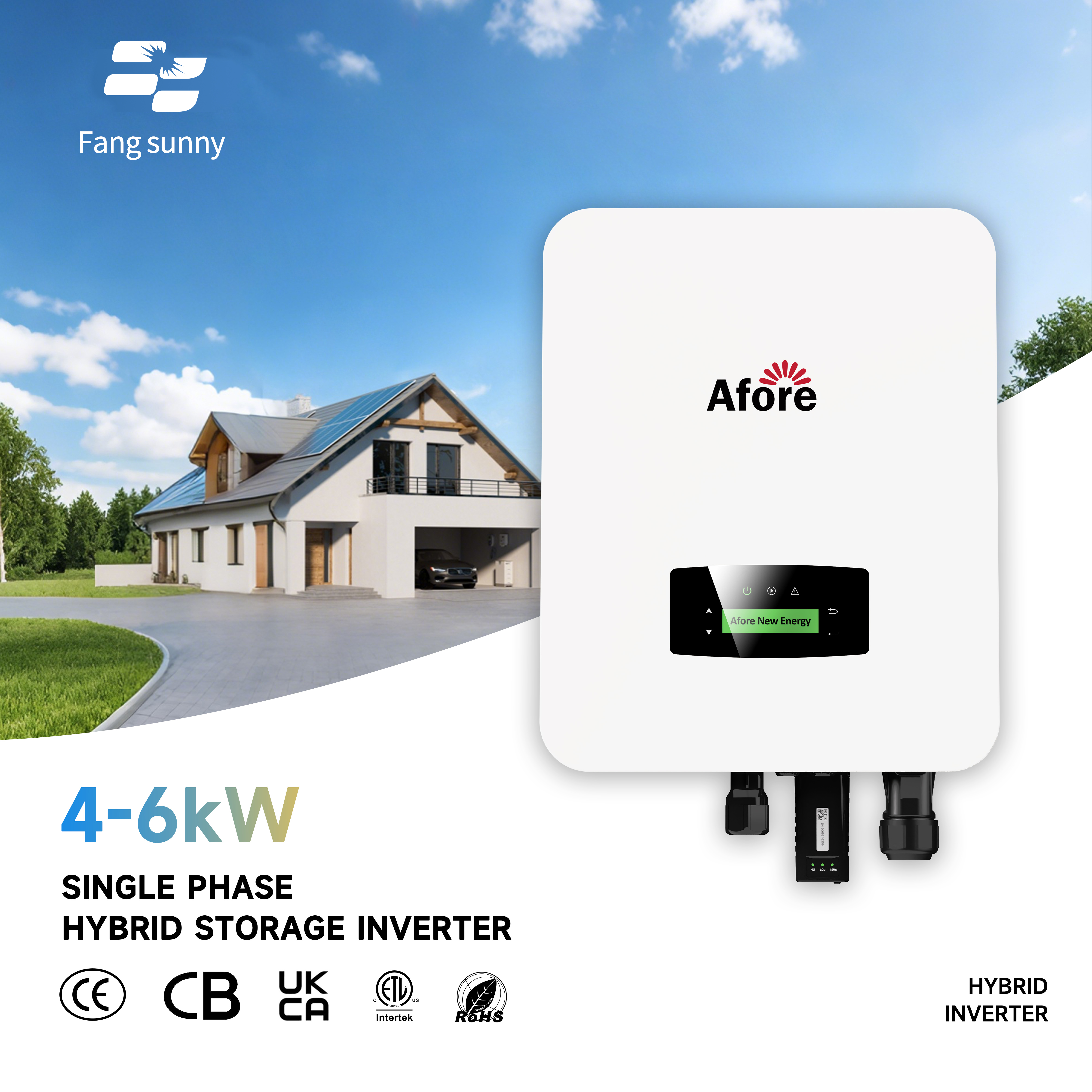 Afore 6KW DC to AC Hybrid Storage Inverter Single Phase Solar Inverter with Low Voltage Lithium Battery for Energy Systems