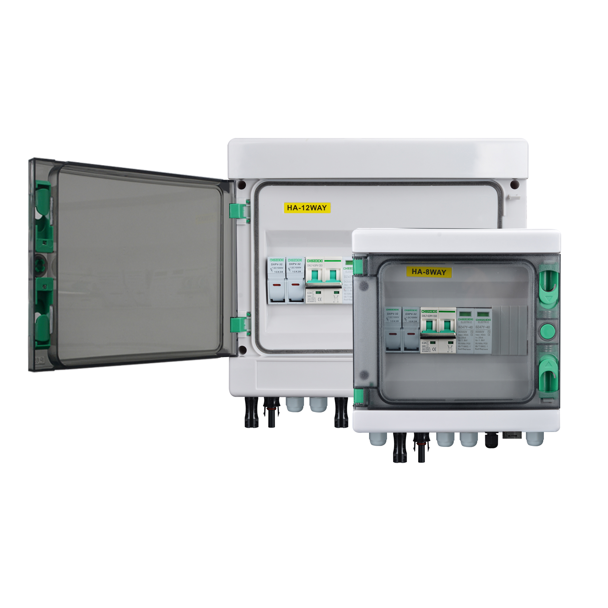 Solar Combiner Box 4 Input 4 Output DC500V ABS Material IP65 Waterproof Outdoor PV Array 15A Hybrid Lock