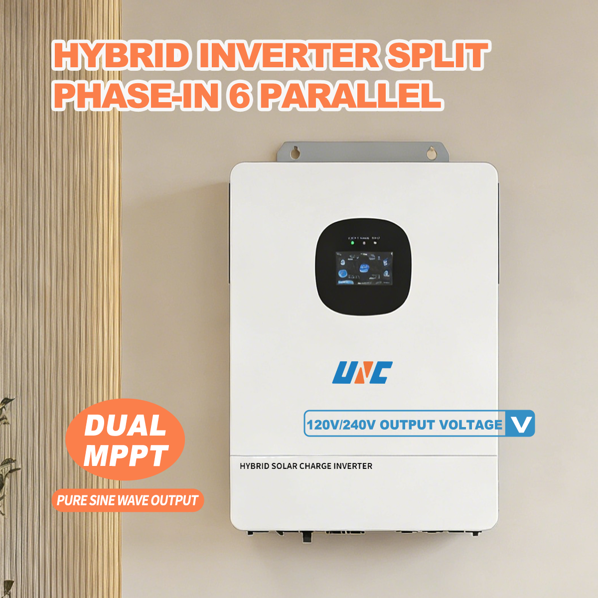 UNC 10kw 10kva 110V/220v 51.2v 48v Hybrid Inverter UL1741 Dual MPPT Split Phase Grid-connected Diesel Generator Solare Ibrido