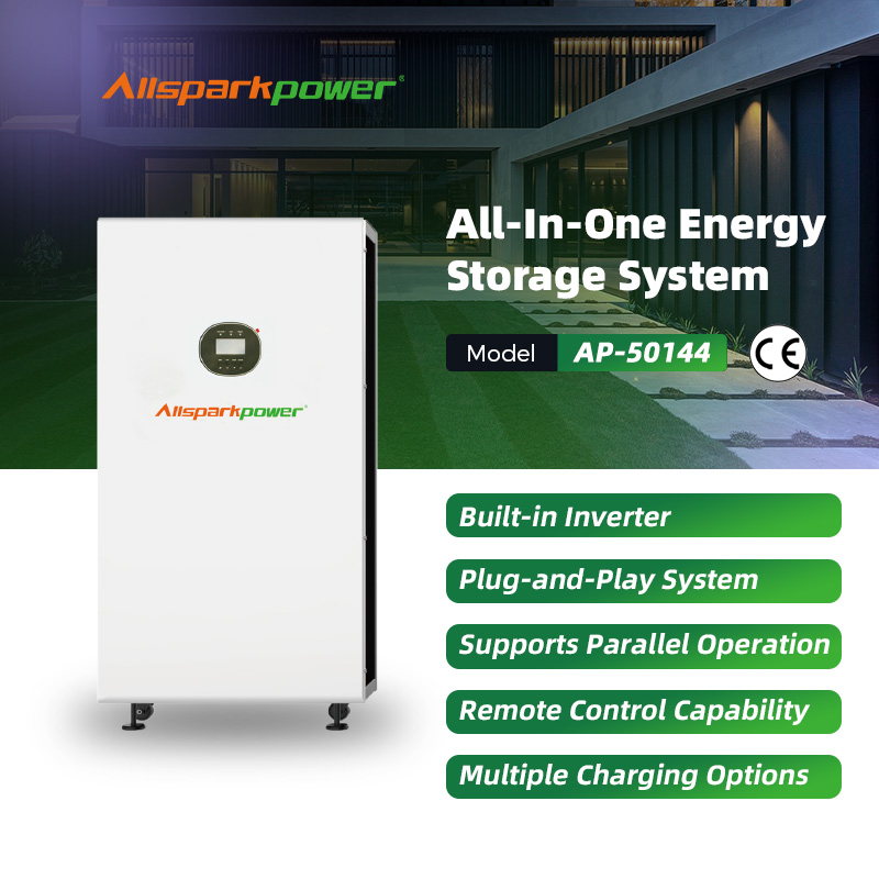 Smart Home Solar Energy Storage System 5KW Inverter 48V 100Ah Lifepo4 Pack Hybrid Grid Wall-Mounted IP54 BMS All-In-One 14.4kWh