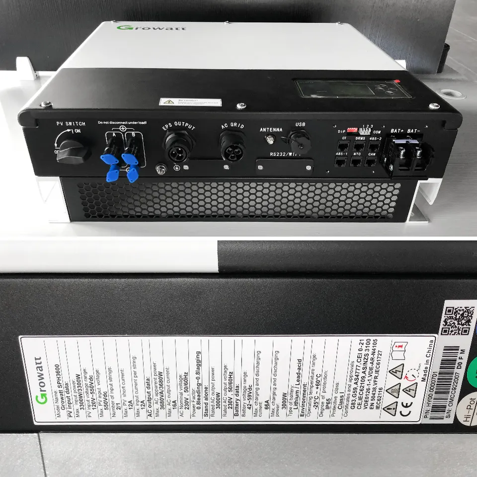 Growatt Hybrid Solar Inverter 3 Phase with High Voltage Lithium Battery 5kw 8kw 10kw Off-Grid SPH AC Output CE Certified