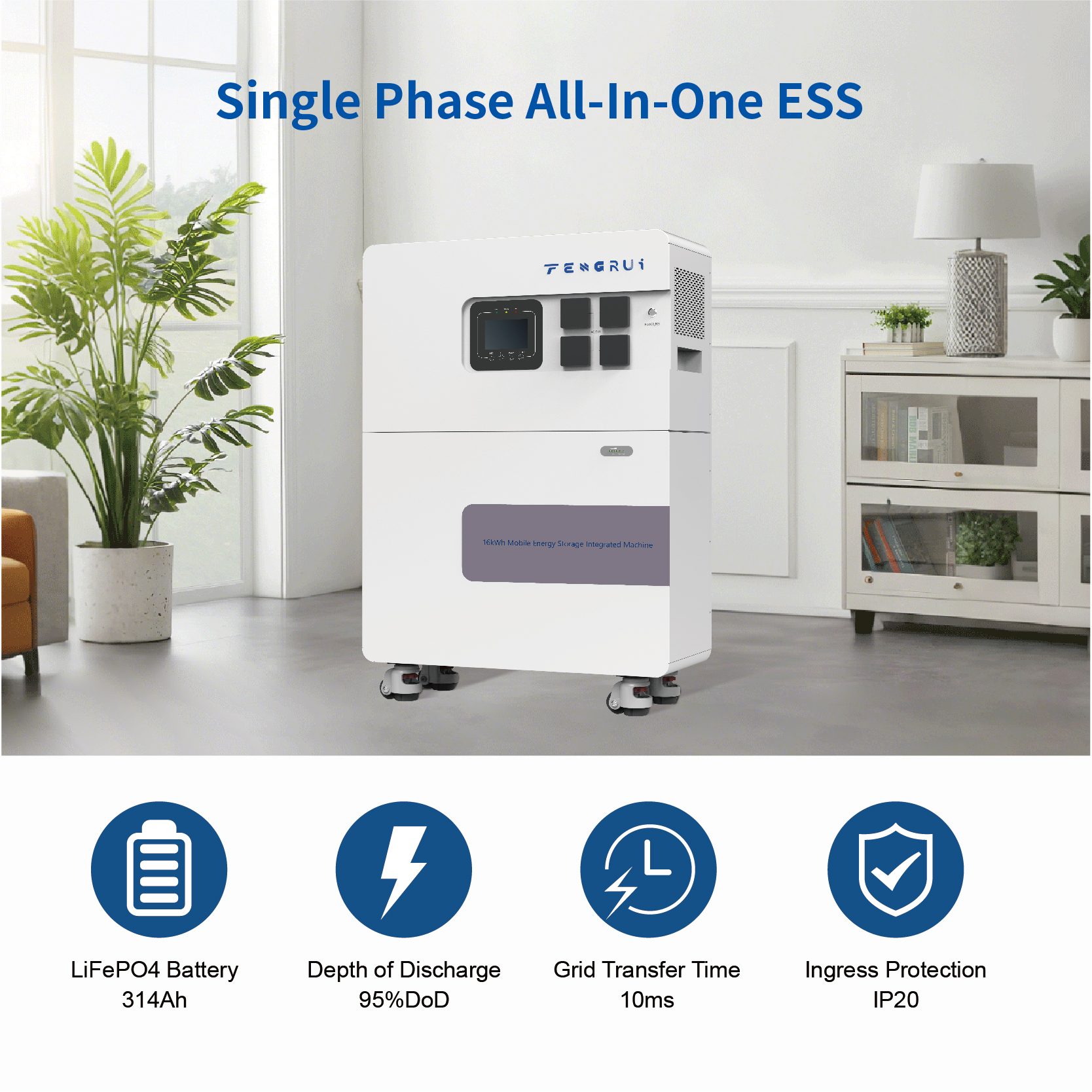 Grade A 314Ah Lithium Iron Phosphate Cells and Single Phase Inverter All In One Solar Power System for Backup Power Source