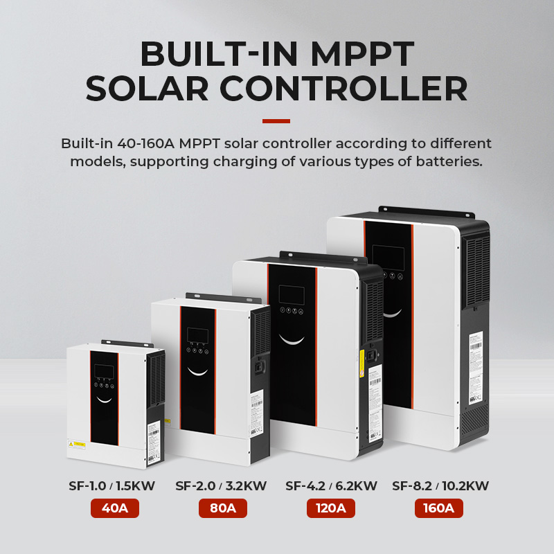 SF Series Hybrid Inverter 1KW/1.5KW/2KW/3KW/4KW/6KW/8KW/10KW Single-Phase AC 220V Output 90-450V PV Input Off-Grid Inverter
