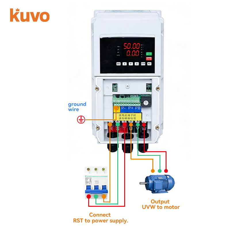 KUVO Waterproof 380V Variable Frequency Drive 2.2kW-18.5kW Solar VFD Inverter Three Phase AC Frequency Converter for Motor