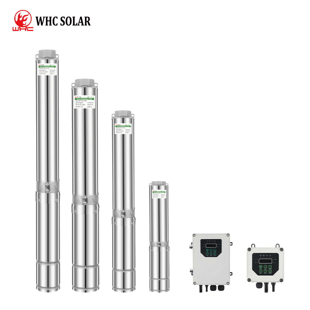 WHC SOLAR Solar System Solar Pump Inverter Solar Power DC Water Pump 2HP Deep Well Submersible Solar Water Pump