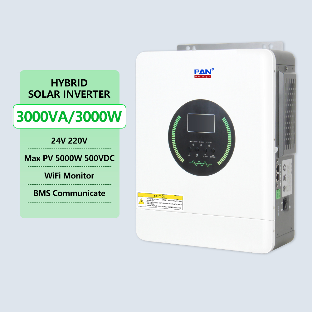 Reliable 3KW Pure Sine Wave Hybrid Inverter 24VDC Wide PV Range Mains/Generator Compatible for Off-Grid Use