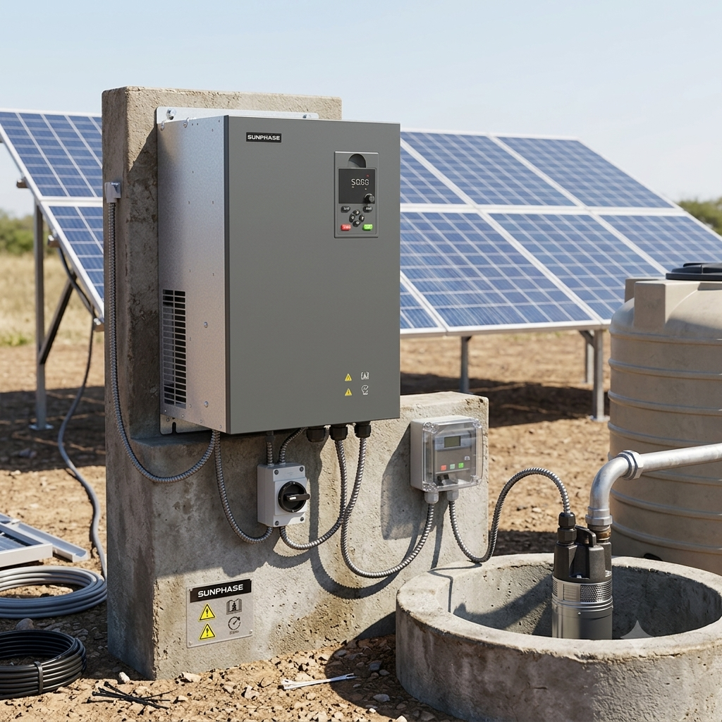 Solar Water Pump Inverter 160kW 215HP Hybrid Solar AC AC DC Input with LED Display for Remote Area Deep Well Water Pump System