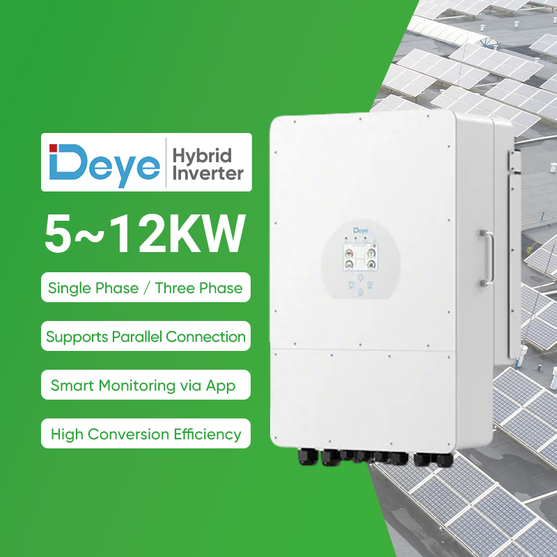 Deye Solar Inverter Hybrid System 5kw 8kw 10kw 12kw Three/Single Phase Hybrid Solar Storage Inverter with MPPT Charger Controller for Home Commercial Use