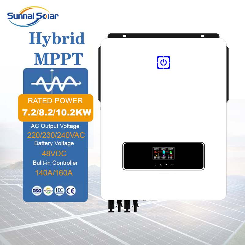 8.2KW/10.2KW 48V Purer Sine Wave IP65 Single LCD Display Solar Hybrid Inverter Generator for Solar Power System