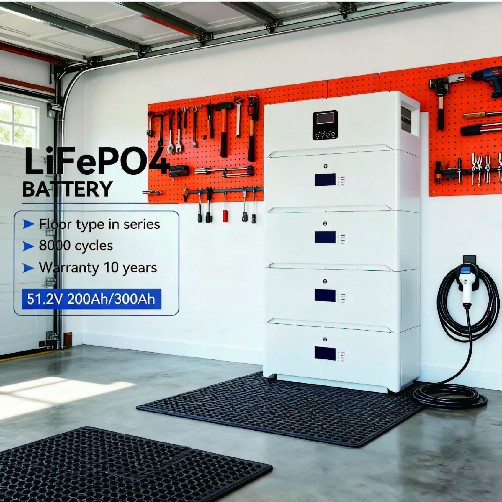 Stackable All-in-One LiFePO4 Battery Energy Storage System 48V/51.2V 100Ah/200Ah/300Ah/400Ah Split Phase Hybrid Inverter CAN