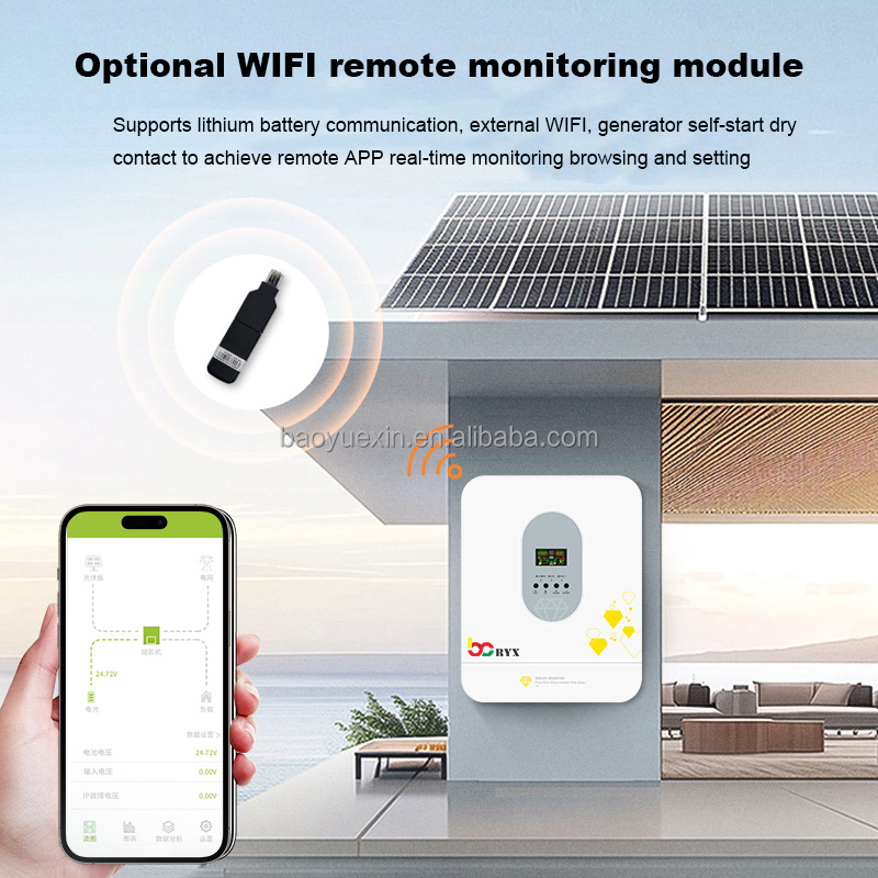 Hybrid Solar Inverter Generator 10Kw 8Kw 5Kw 6kw with MPPT Charge Controller Dual or Single AC Output 48Vdc for off On-Grid Use