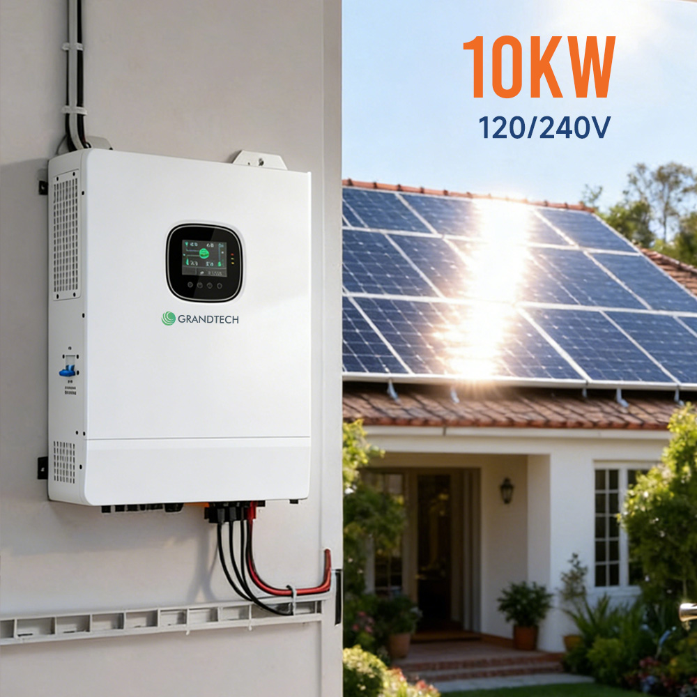 Grandtech 240V 10000 Watt 10kw 6 Parallel Function off Grid Power Inverter Hybrid Inverter with MPPT Solar Charge Controller