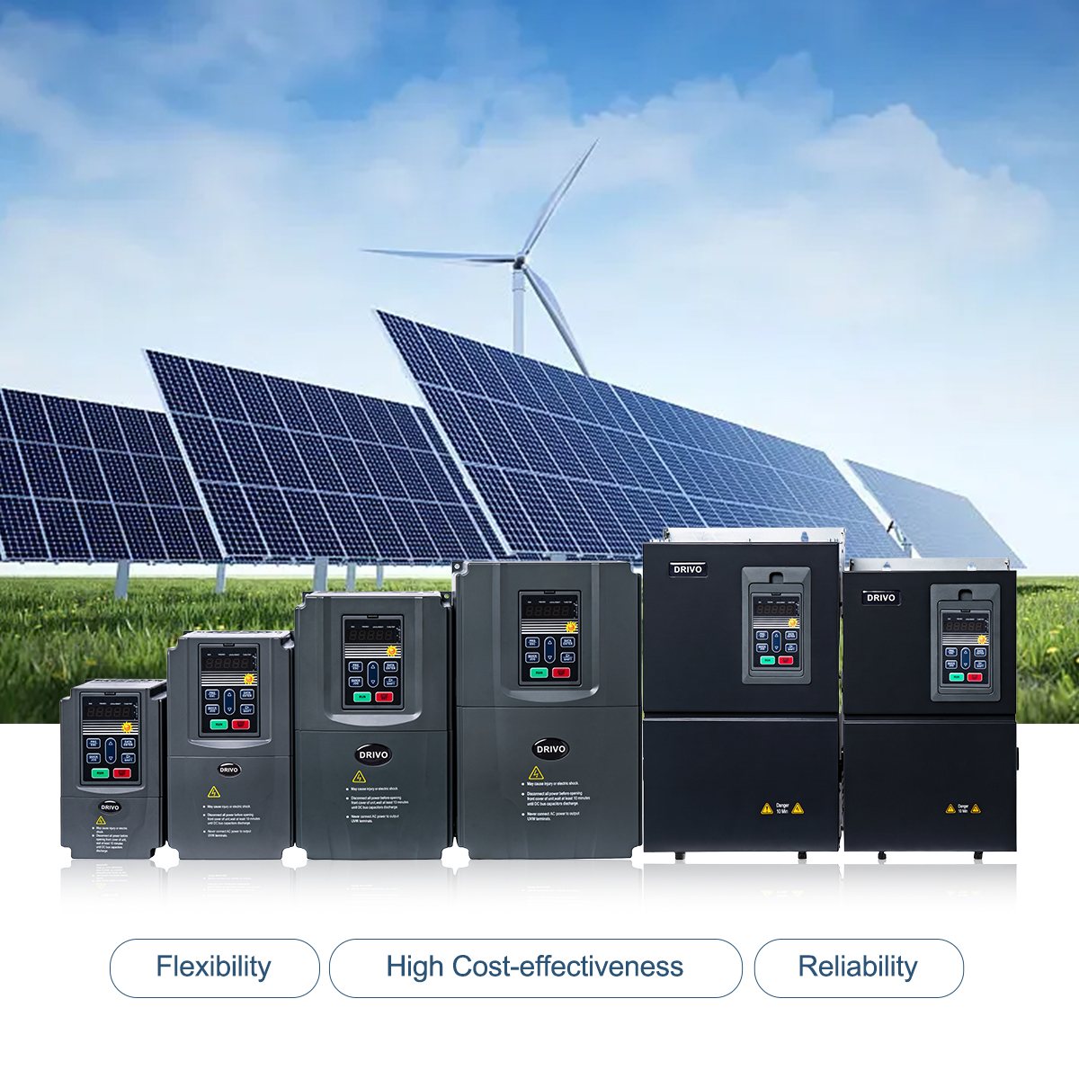 DRIVO AE300-01 LCD Display Industrial Solar Pump VFD Inverter MPPT Control AC DC Automatic Switch For Desert Water Lifting Pump