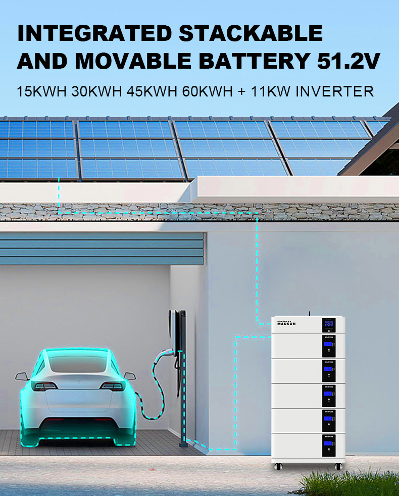 Madsun Complete All in One Split Type ESS Storage Stackable 15KWh 5kWh 10KWh 50kWh Home Solar Battery Inverter 10Kw 12kW 5kW