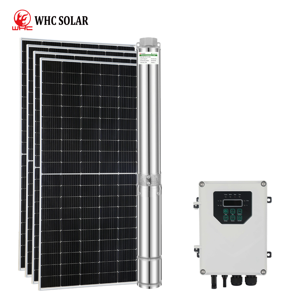WHC SOLAR Solar System Solar Pump Inverter Solar Power DC Water Pump 2HP Deep Well Submersible Solar Water Pump