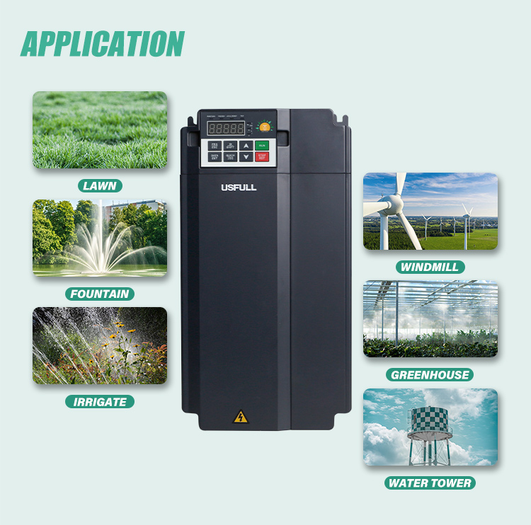USFULL IP65 0.75kw to 7.5kw MPPT Function DC to AC Solar Water Pump Inverter 3 Phase for Irrigation