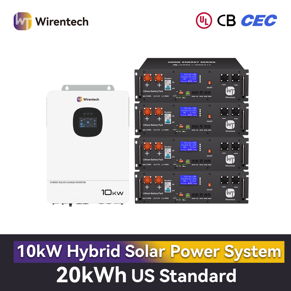 USA Stock 51.2V 100Ah Rack Mount Battery 10KW Hybrid Inverter Residential Storage Backup With UL1973 UL9540A