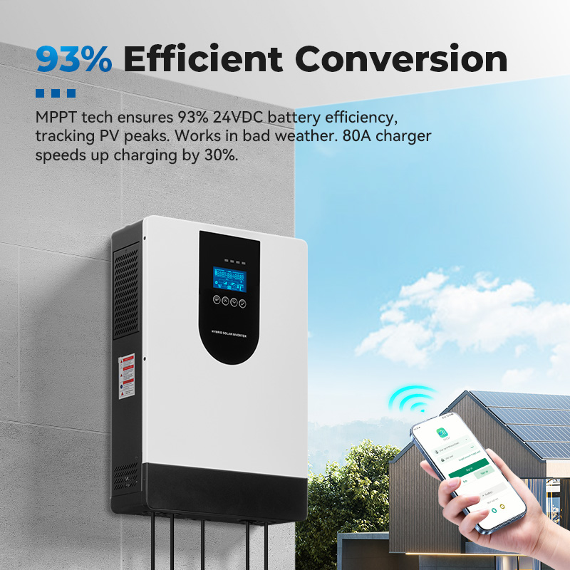 220V 3.6KW Hybrid Solar MPPT Pure Sine Wave Inverter System Home Use Single Phase High Temperature Resistance 24V