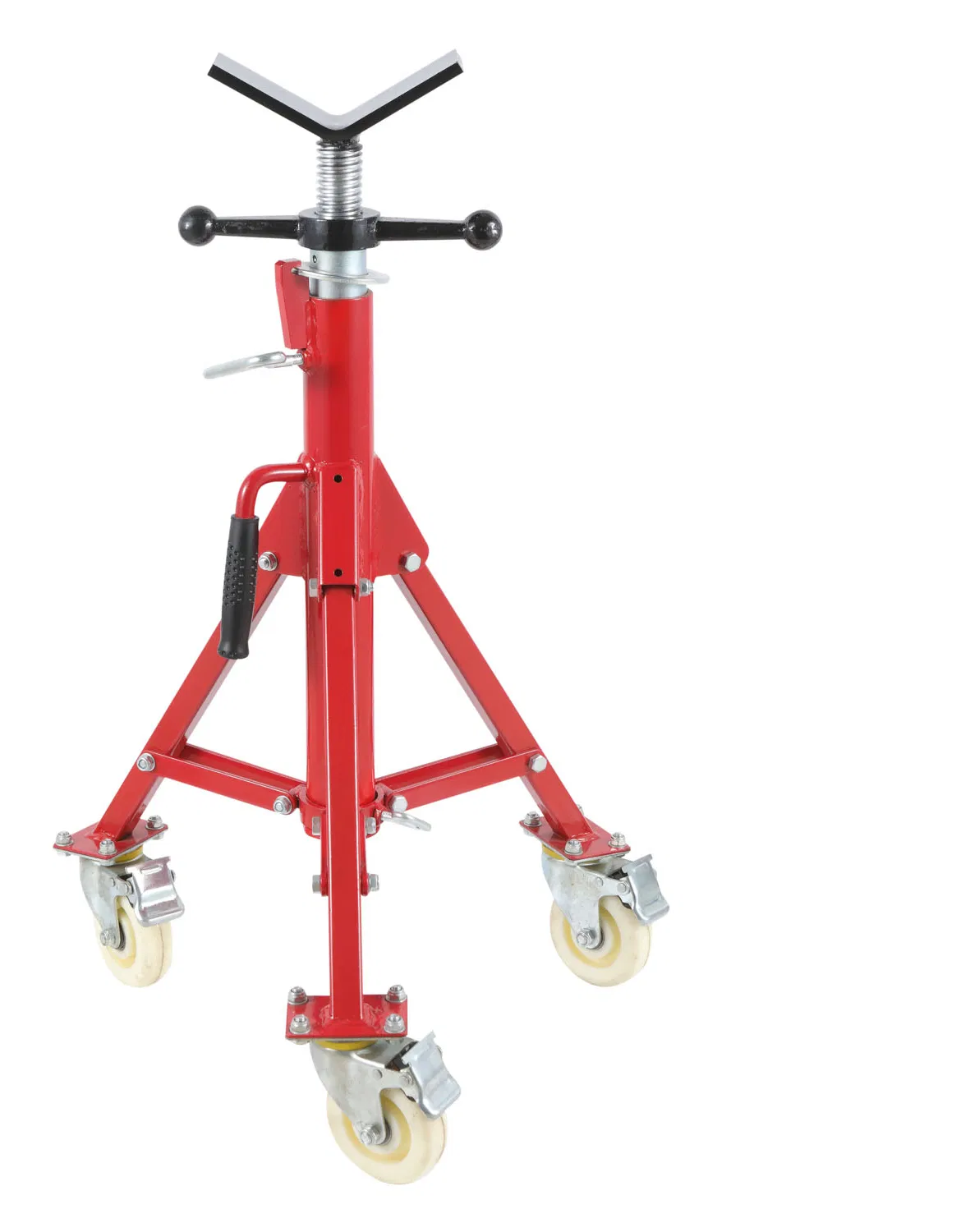 Convenient Adjustable Height Pipe Support with Wheels