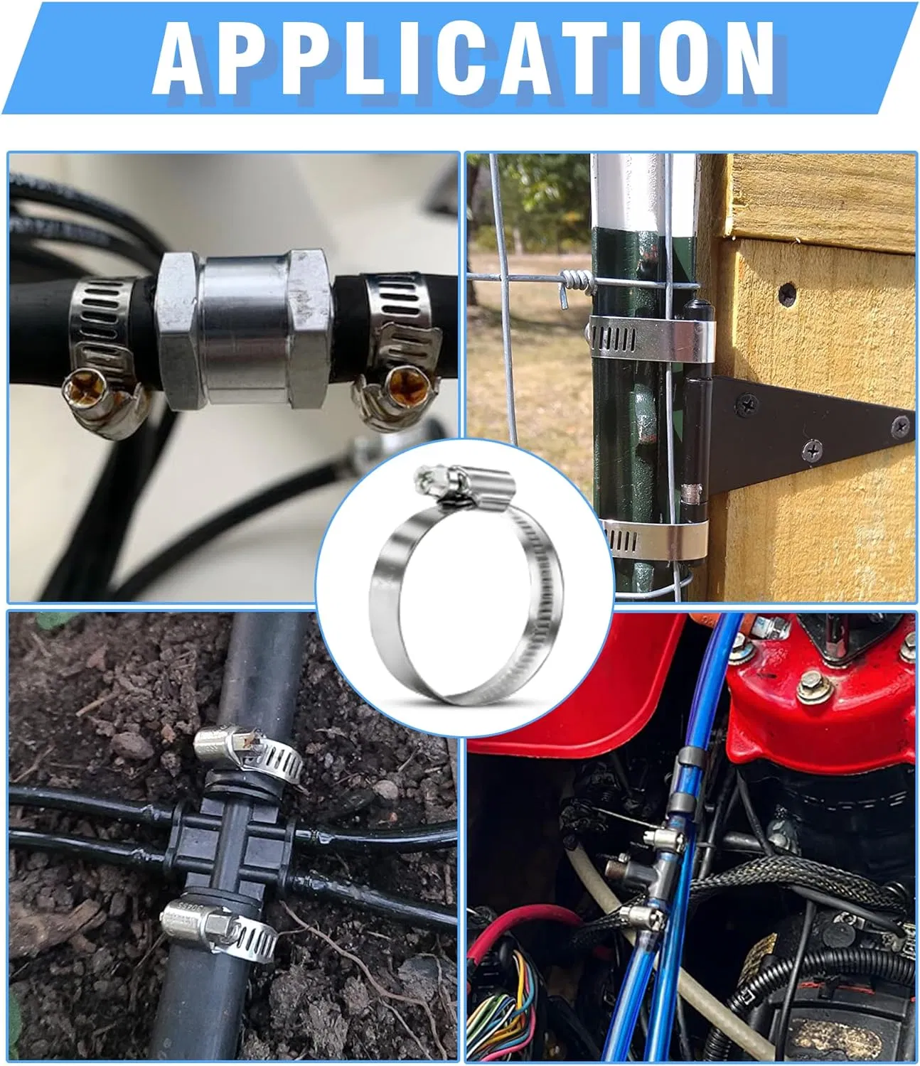 Worm Gear Hose Clamp Drive American German Type Industrial Adjustable Stainless Steel Hydraulic Pipe Clamp Clips 9mm 12mm Bandwidth Bolt Tube Clamp