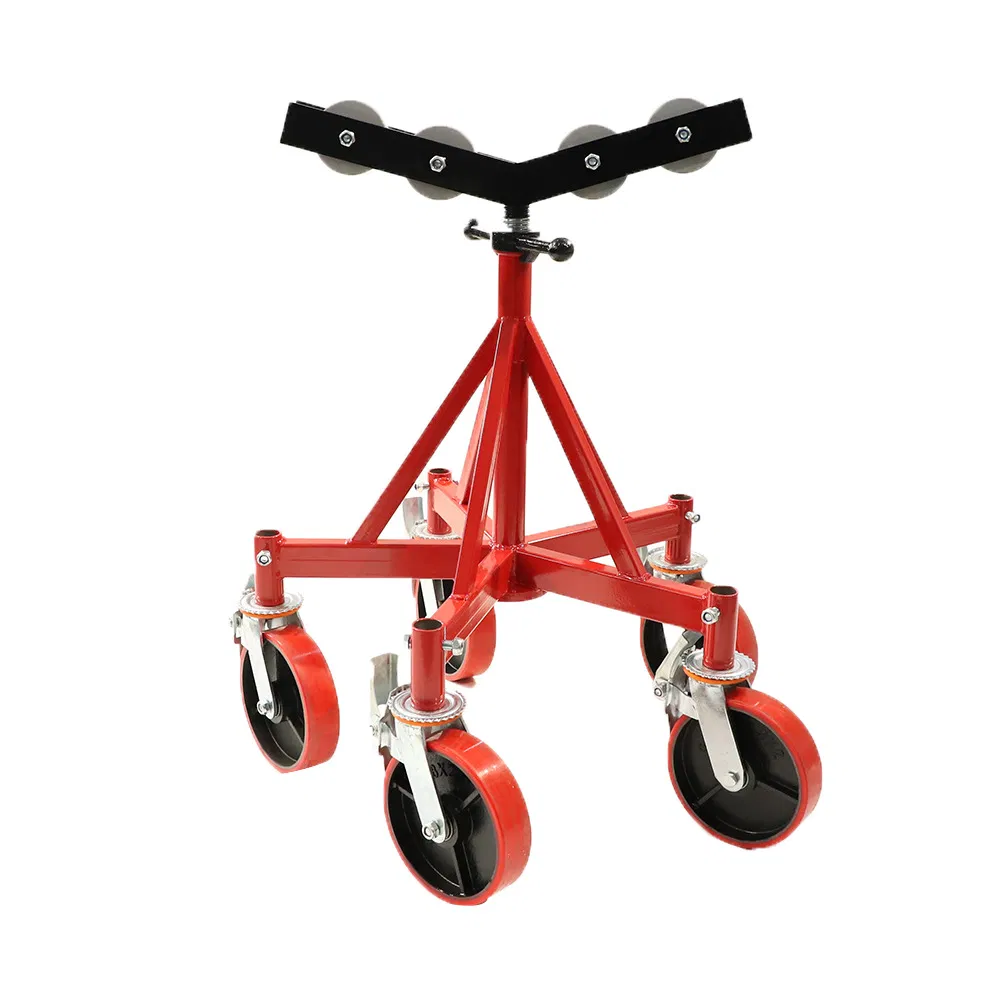 H406 Big Pipe Roller V Head Caster Wheels Five Legs Pipe Jack Stand Support