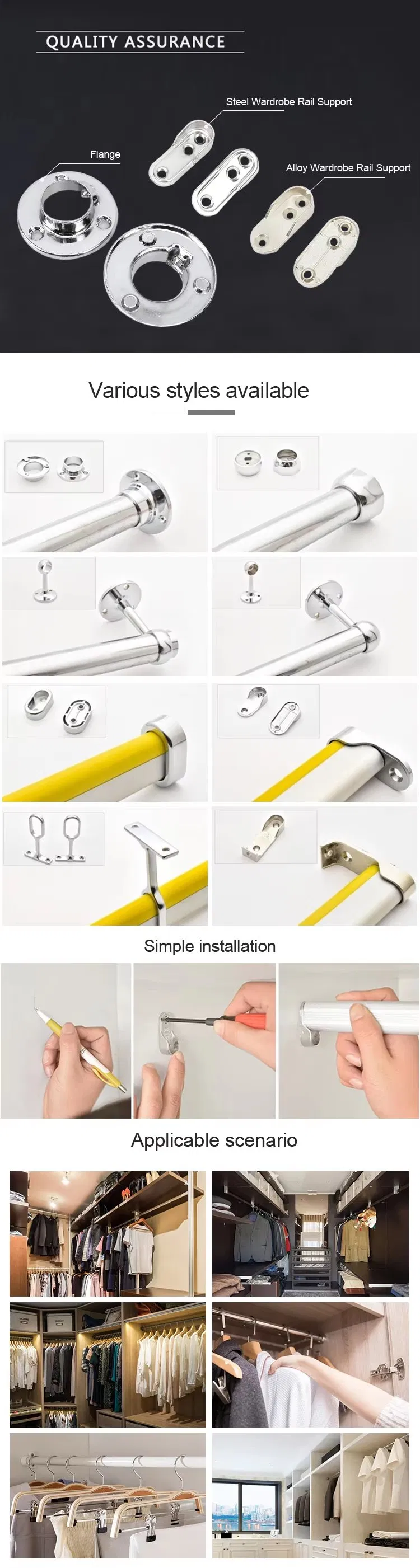 Wardrobe Closet Iron Tube Supports