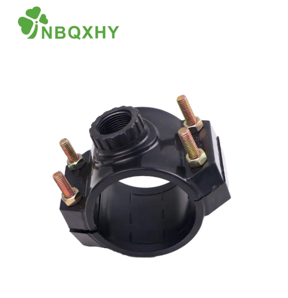 Hot Sales Pipe Fitting Female Thread PP Clamp Saddle with Reinforcing Ring