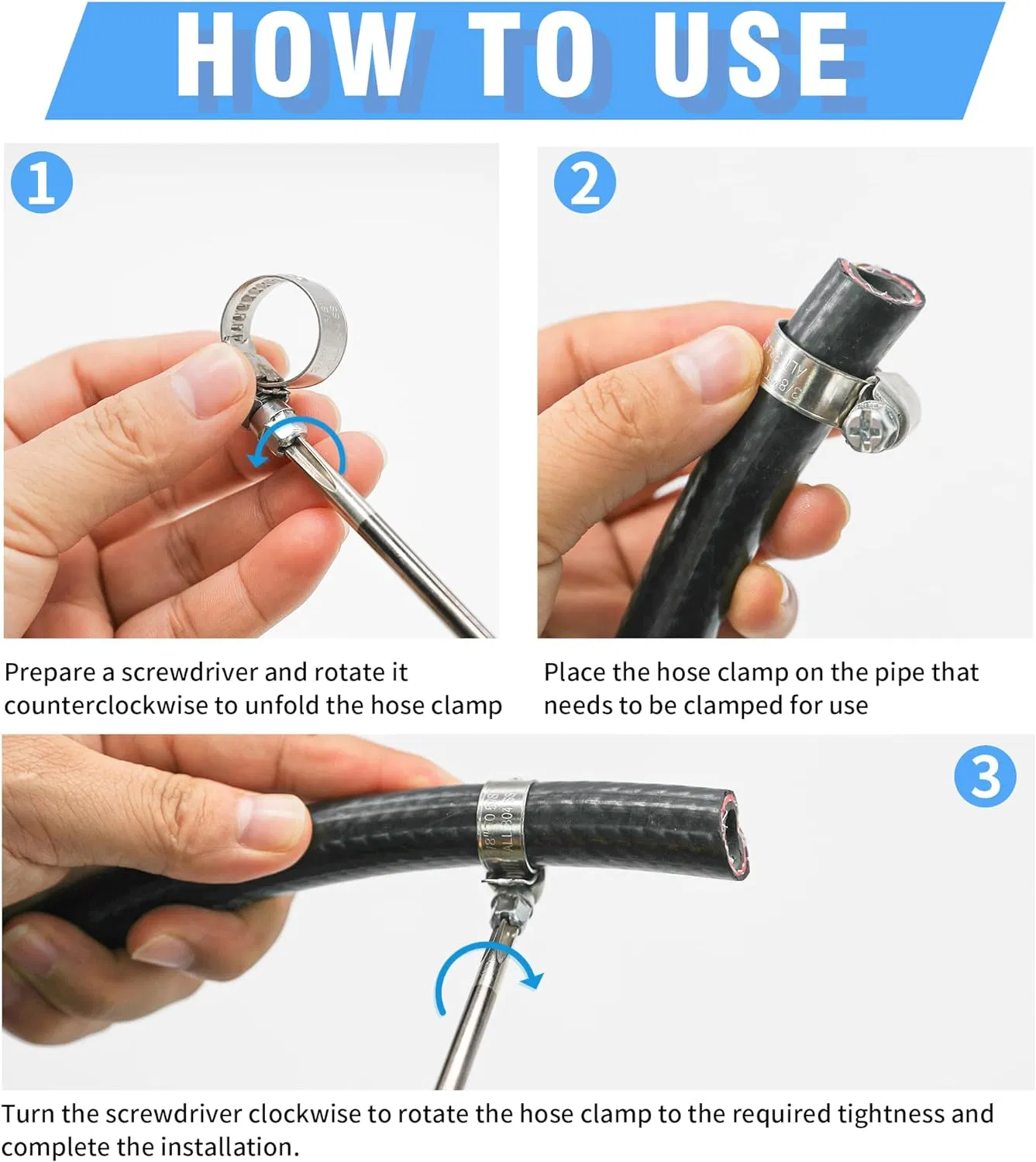 Worm Gear Hose Clamp Drive American German Type Industrial Adjustable Stainless Steel Hydraulic Pipe Clamp Clips 9mm 12mm Bandwidth Bolt Tube Clamp