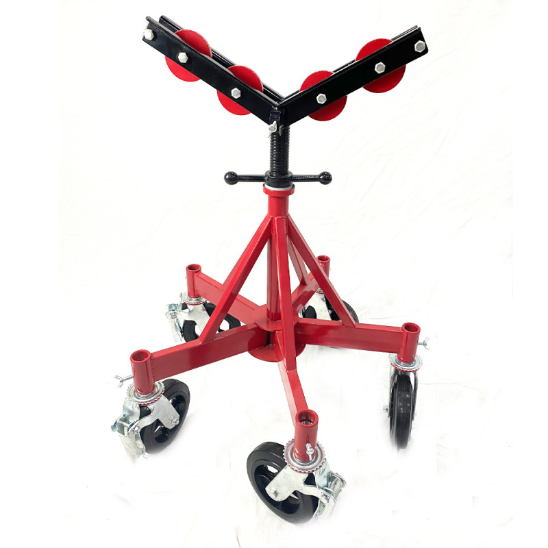 H406 Big Pipe Roller V Head Caster Wheels Five Legs Pipe Jack Stand Support